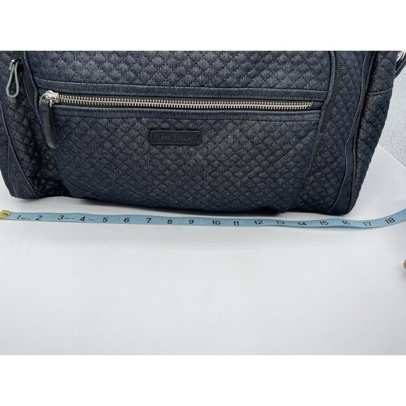 Vera Bradley Iconic Weekender Travel Bag Black Blue Quilted Denim 16x10x7 - Picture 6 of 12